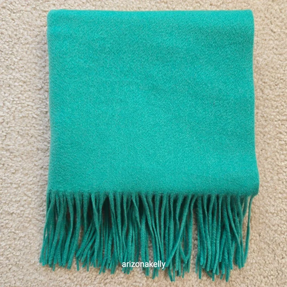 Ann Taylor Cashmere Green Fringed Scarf - Picture 16 of 16